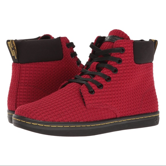 Dr. Martens Shoes - Dr. Martens Maelly Waffle Knit Red Boots